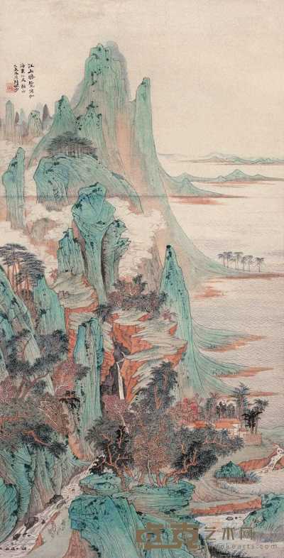 陆俨少 乙未（1955年）作 江山胜览图 立轴 89×46cm